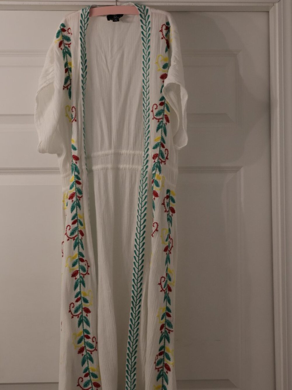 Curations Embroidered Gauze Kaftan Cover-Up | Small White